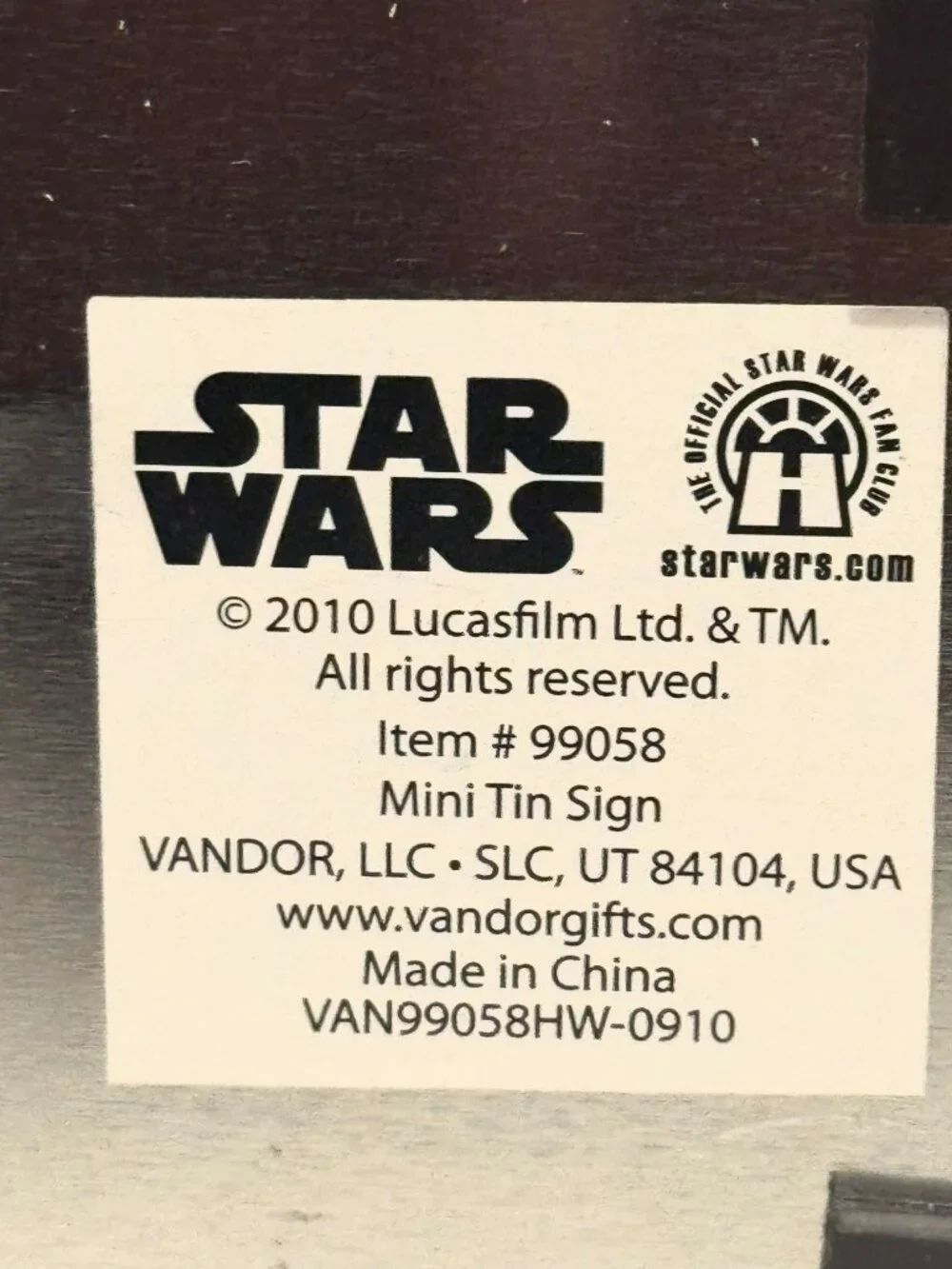 Star Wars Darth Vader Mini Tin Sign Magnet 